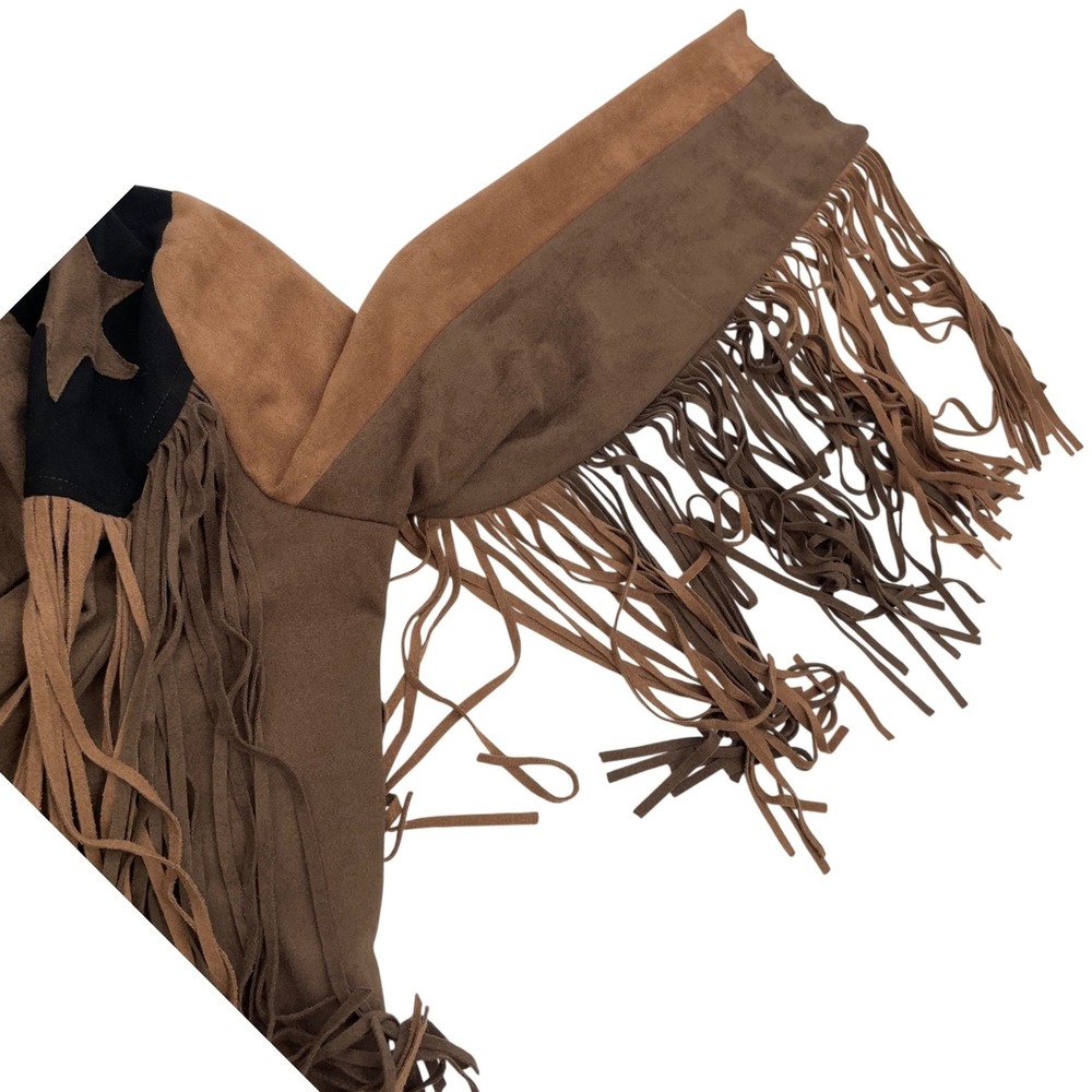 Vocal Fringe Jacket Womens Medium Brown Faux Suede Western Star Boho Festival - Picture 16 of 16